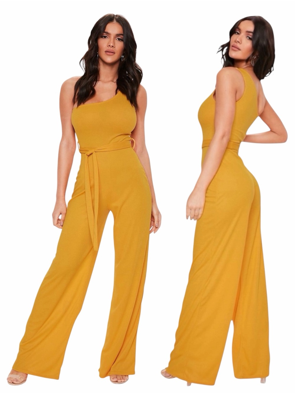 MISSGUIDED MUSTARD YELLOW ONE SHOULDER JUMPSUIT SZ US6 - PLS READ!